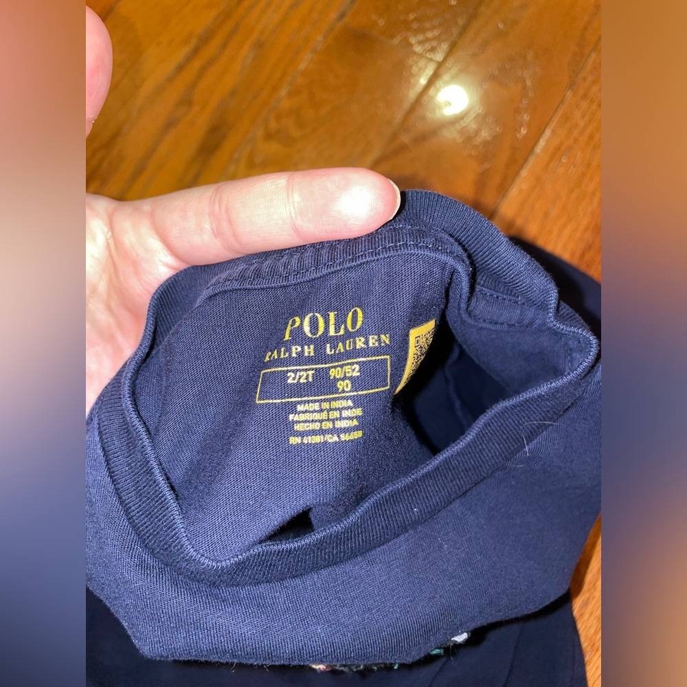 Polo Ralph Lauren Toddler Navy Blue with Flannel Polo Logo Long Sleeve Shirt 2T - Picture 4 of 5